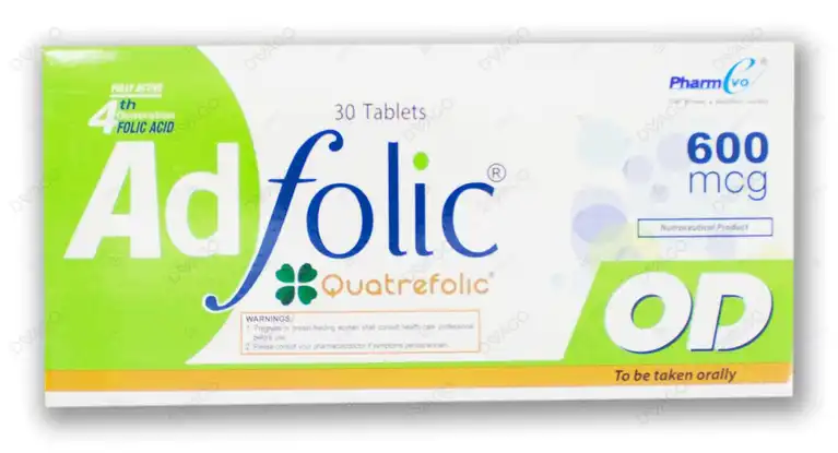 Adfolic Od Tablets 600Mcg (1 Box = 3 Strips) (1 Strip = 10 Tablets)
